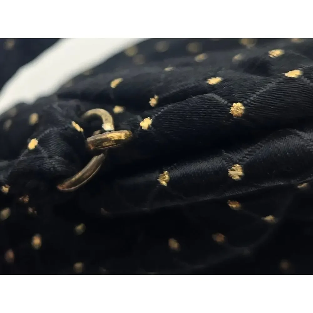 Frilo Vintage Black and Gold Polka Dot Clutch/Wristlet Purse
